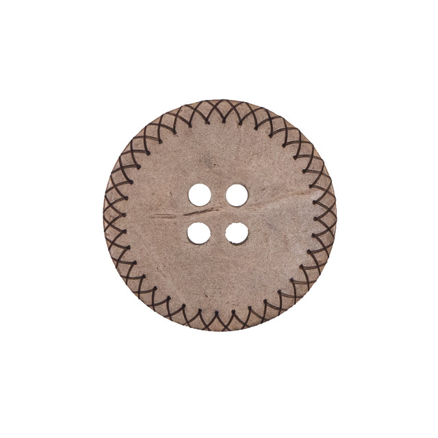 Italian Brown Etched Coconut Button - 36L/23mm