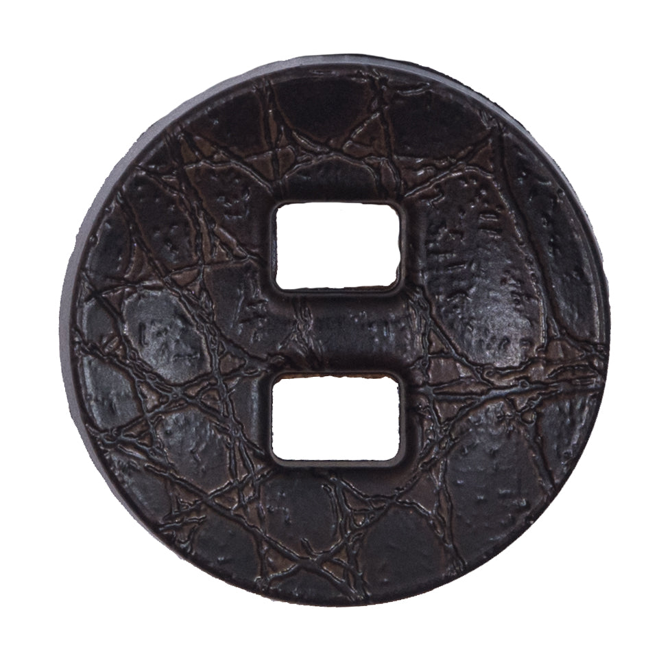 Brown Faux-Leather Plastic Button - 54L/34mm