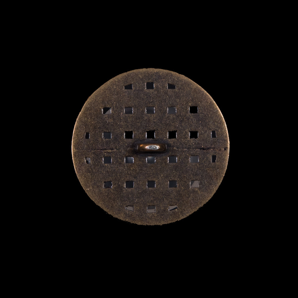 Italian Antique Gold Metal Lattice Shank Back Button - 36L/23mm Detail