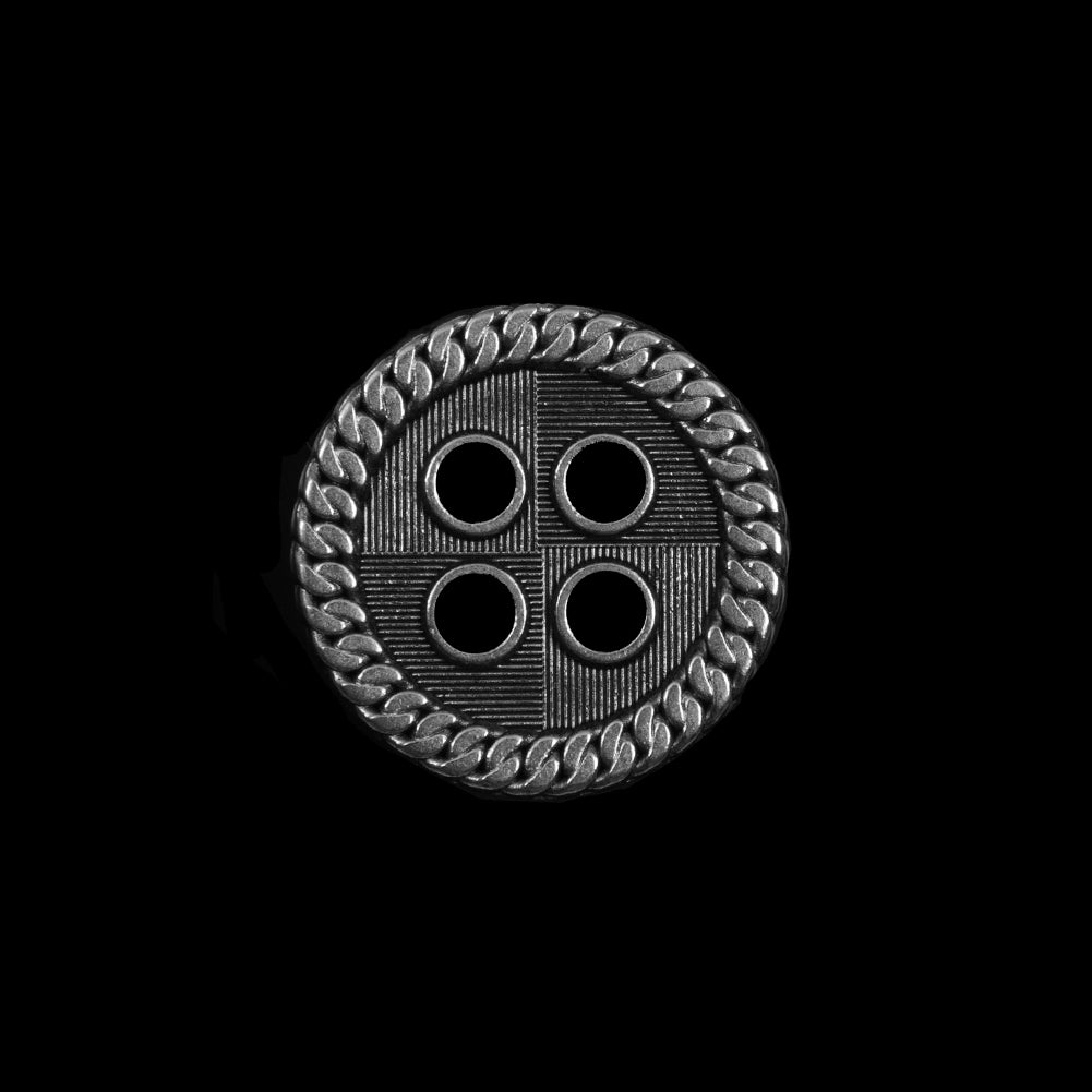 Novelty Silver Metal 4-Hole Button - 32L/20mm