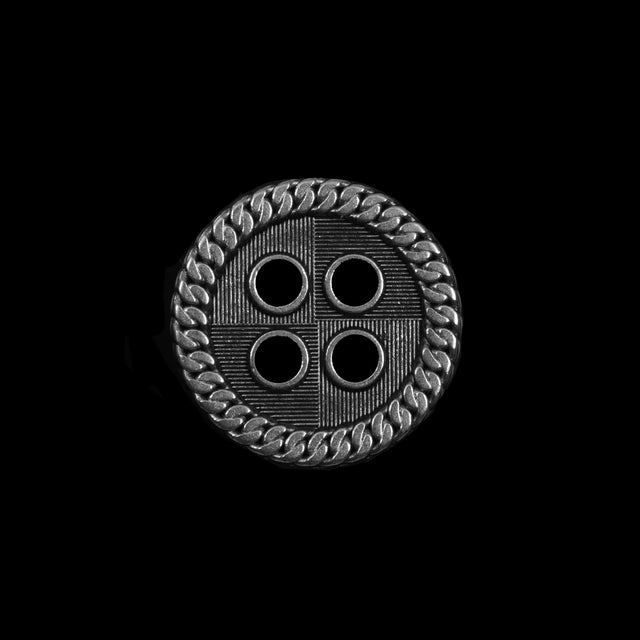 Novelty Silver Metal 4-Hole Button - 32L/20mm