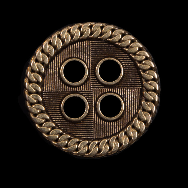 Novelty Antique Gold 4-Hole Metal Button - 44L/28mm