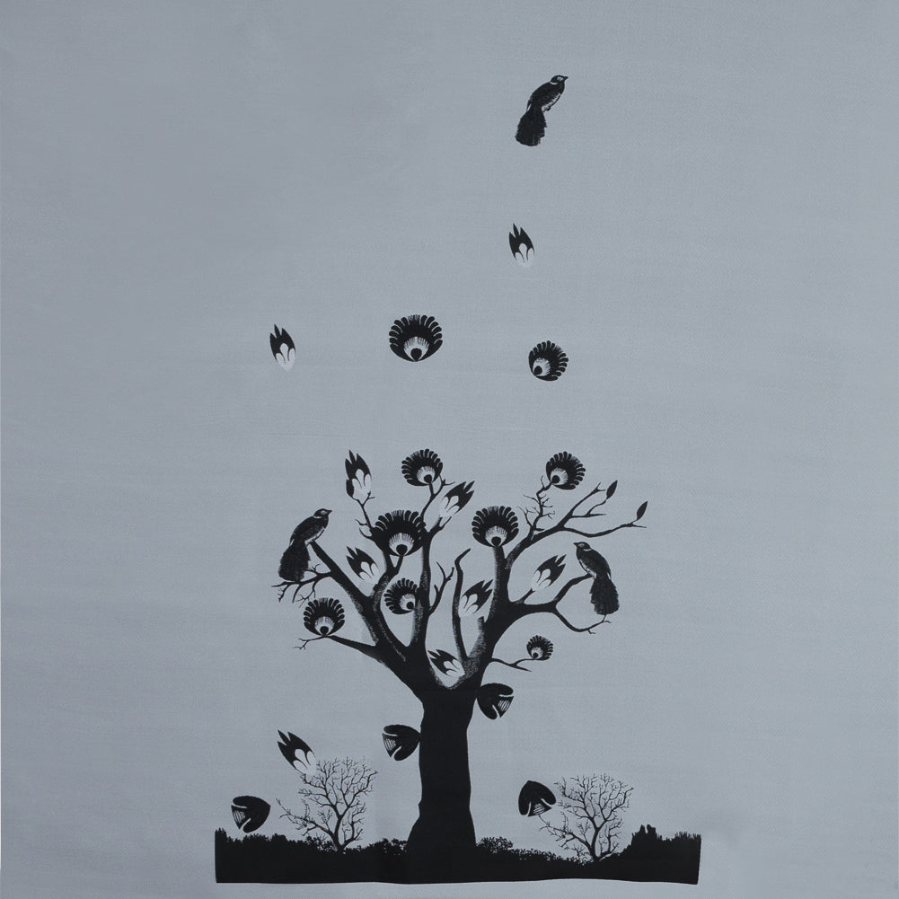 Black and Silver Landscape Jacquard Panel
