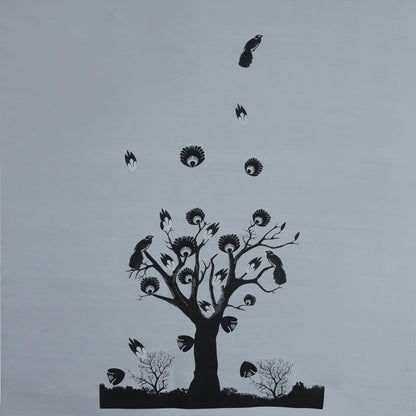 Black and Silver Landscape Jacquard Panel