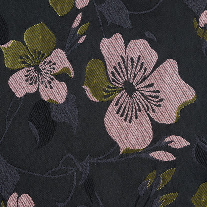 Black, Pink and Lime Reversible Floral Brocade Full