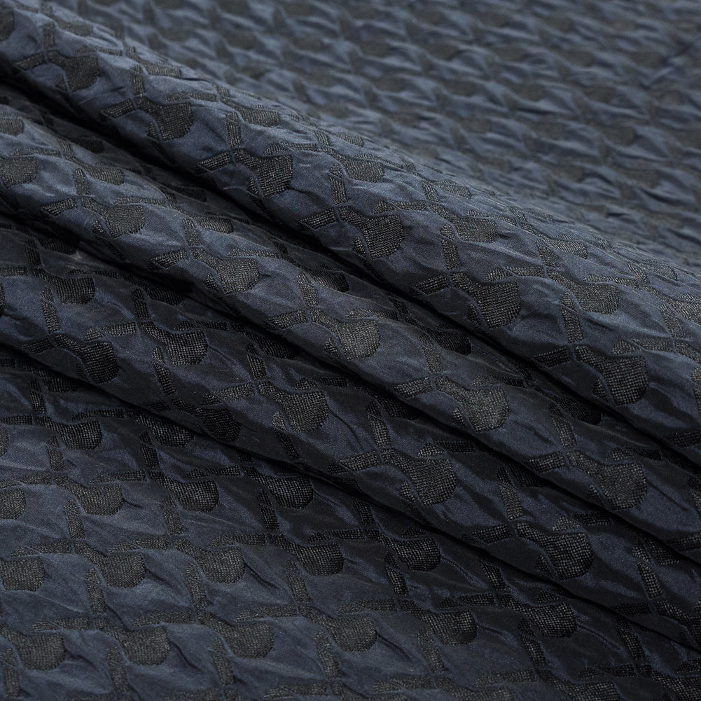 Black and Navy Quilted Brocade Folded