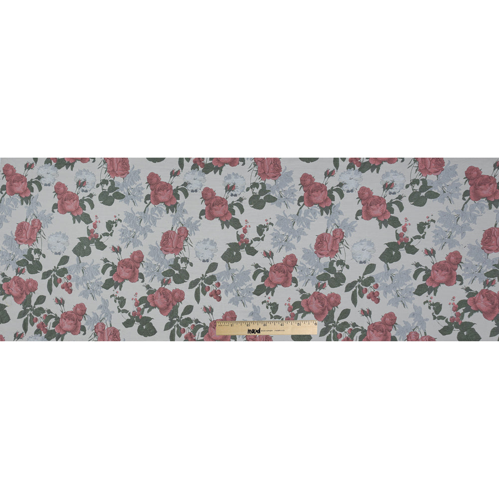White, Pink and Green Floral Jacquard Folded