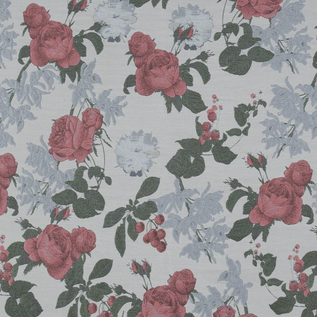 White, Pink and Green Floral Jacquard