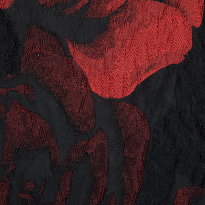 Black and Red Textural Floral Brocade Full