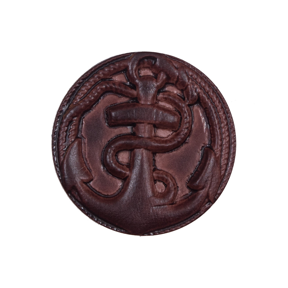 Italian Brown Anchor Plastic Shank Back Button - 40L/25.5mm