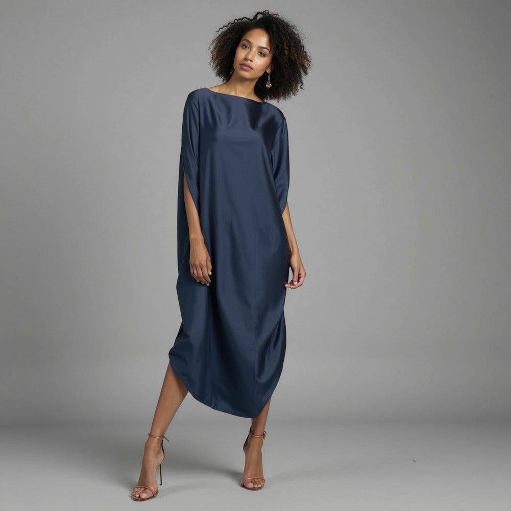 Washed Copper and Rayon Twill - Navy - Darcy Collection - Editorial