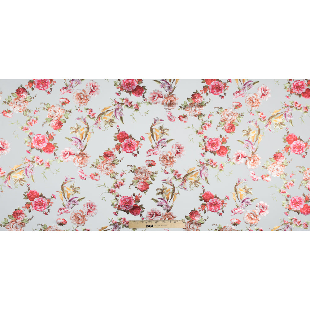 White Ponte Knit with Multicolor Floral Foil Design Folded