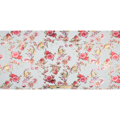 White Ponte Knit with Multicolor Floral Foil Design Folded