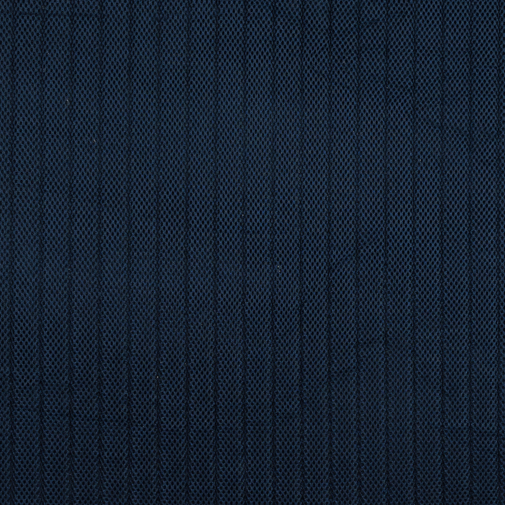 Blue Linear Ribbed Mesh Quilted Coating