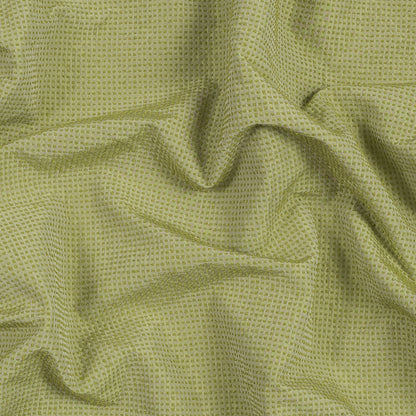Chartreuse Checkered Polyester Wool Woven