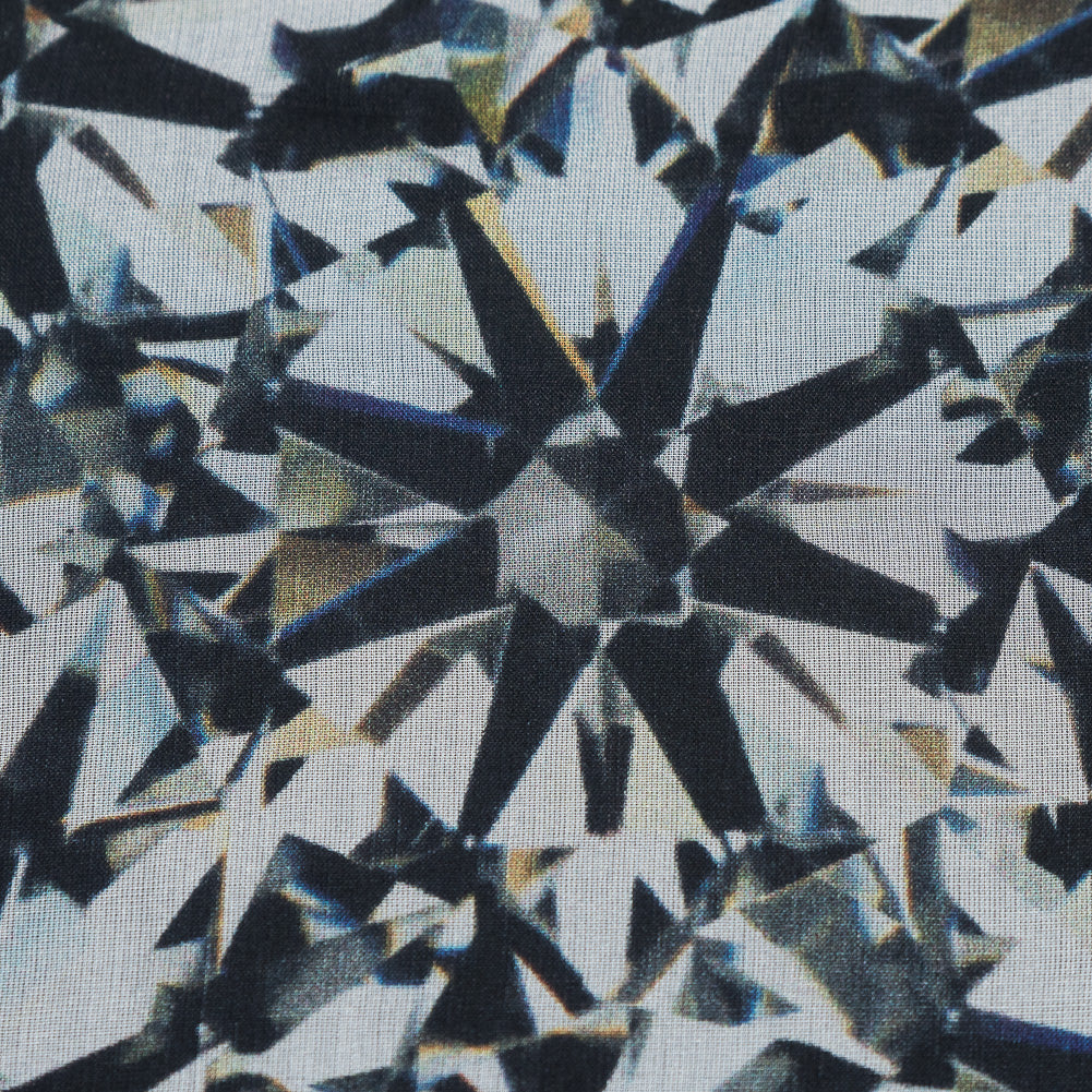 Black and White Prismatic Printed Silk Chiffon Detail