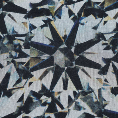 Black and White Prismatic Printed Silk Chiffon Detail