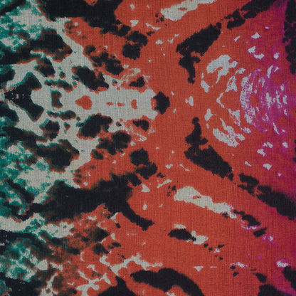 Green, Pink and White Python and Zebra Printed Silk Chiffon Detail