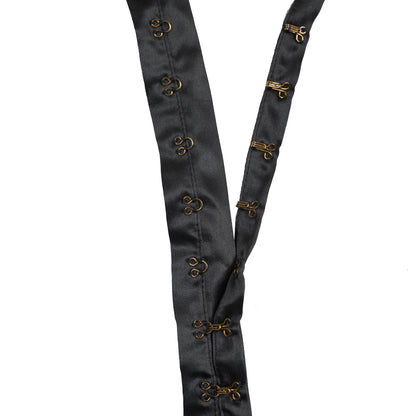 Gray Silk Charmeuse Tape with Gold Hook & Eyes - 1" Detail