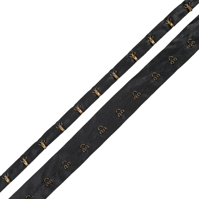 Gray Silk Charmeuse Tape with Gold Hook & Eyes - 1"
