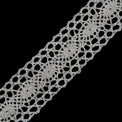 Metallic Silver Lace Trim - 1.75" Detail