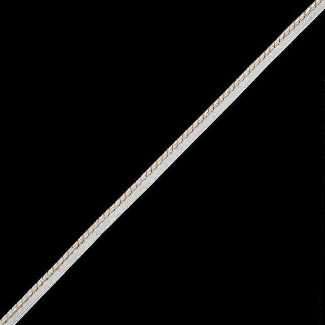 Metallic Gold and White Cord with White Lip - 0.5"