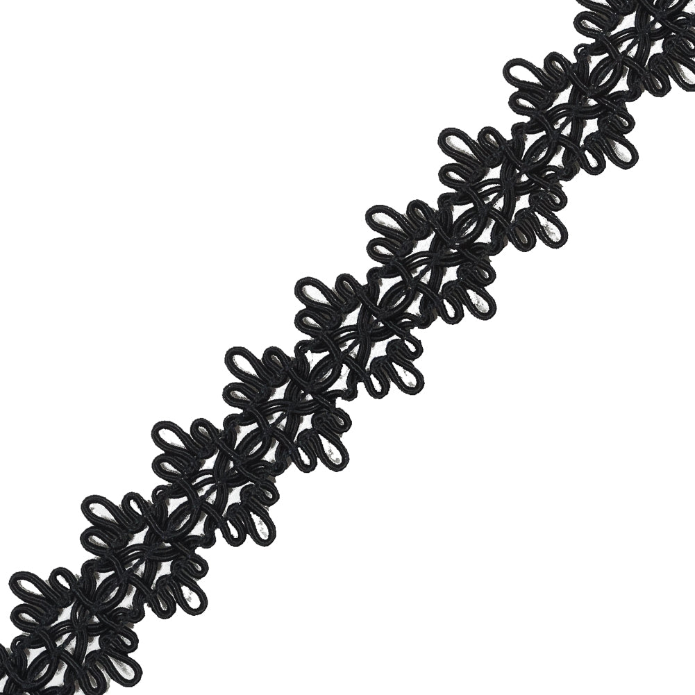 Black Loose Braided Cord - 1" Detail