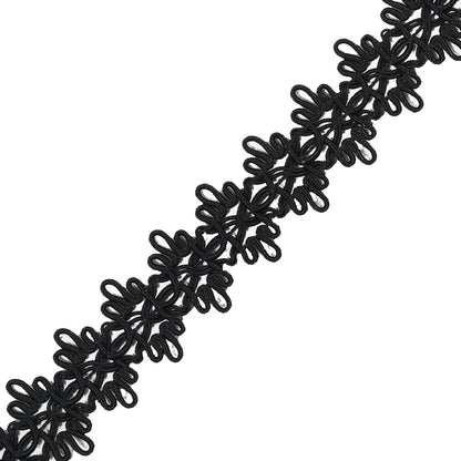 Black Loose Braided Cord - 1" Detail