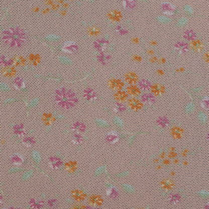 Orange Sherbet Floral Printed Polyester Mesh Detail