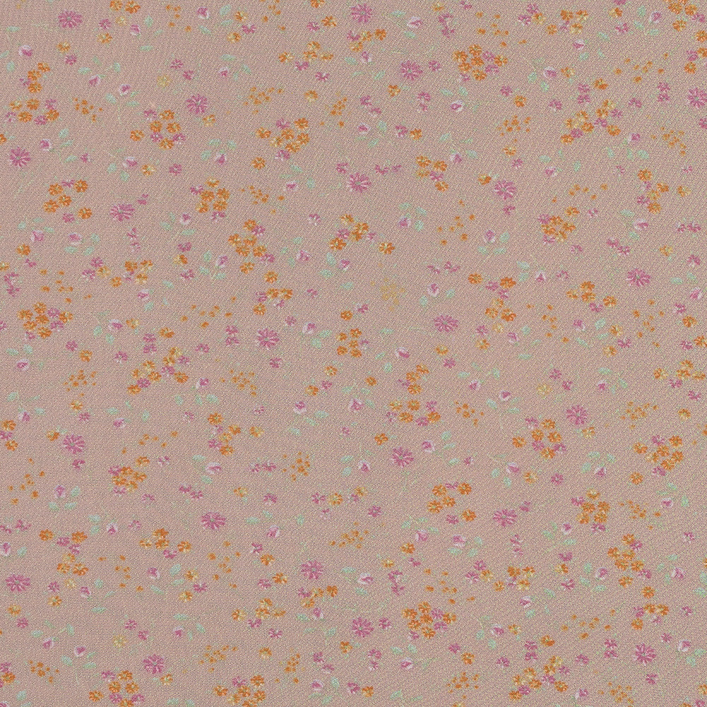 Orange Sherbet Floral Printed Polyester Mesh