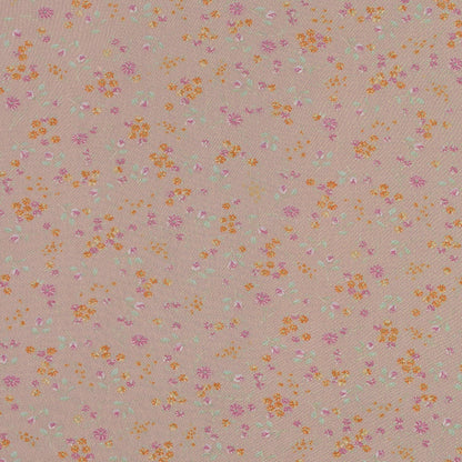 Orange Sherbet Floral Printed Polyester Mesh