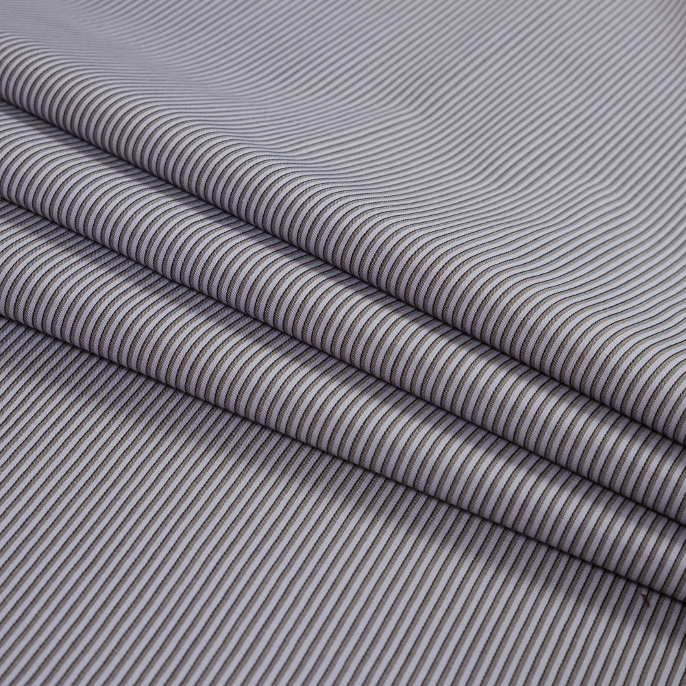 Lavender Fog Shadow Striped Cotton Shirting Folded