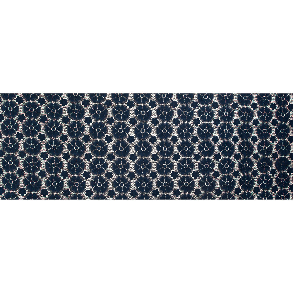 Stretch Crochet Lace - Navy Floral Folded
