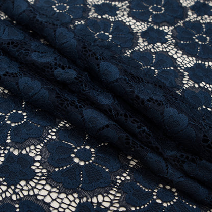 Stretch Crochet Lace - Navy Floral Detail