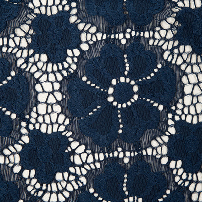 Stretch Crochet Lace - Navy Floral Full