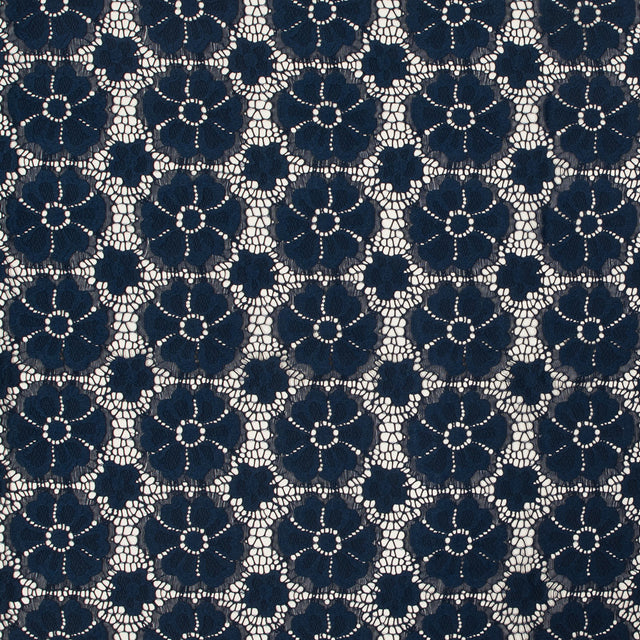 Stretch Crochet Lace - Navy Floral