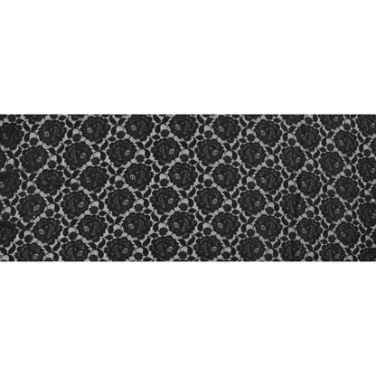Re-Embroidered Stretch Crochet Lace - Black Roses Full