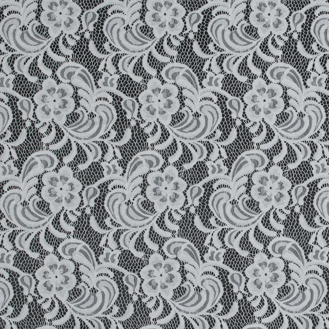 Re-Embroidered Stretch Crochet Lace - White Floral