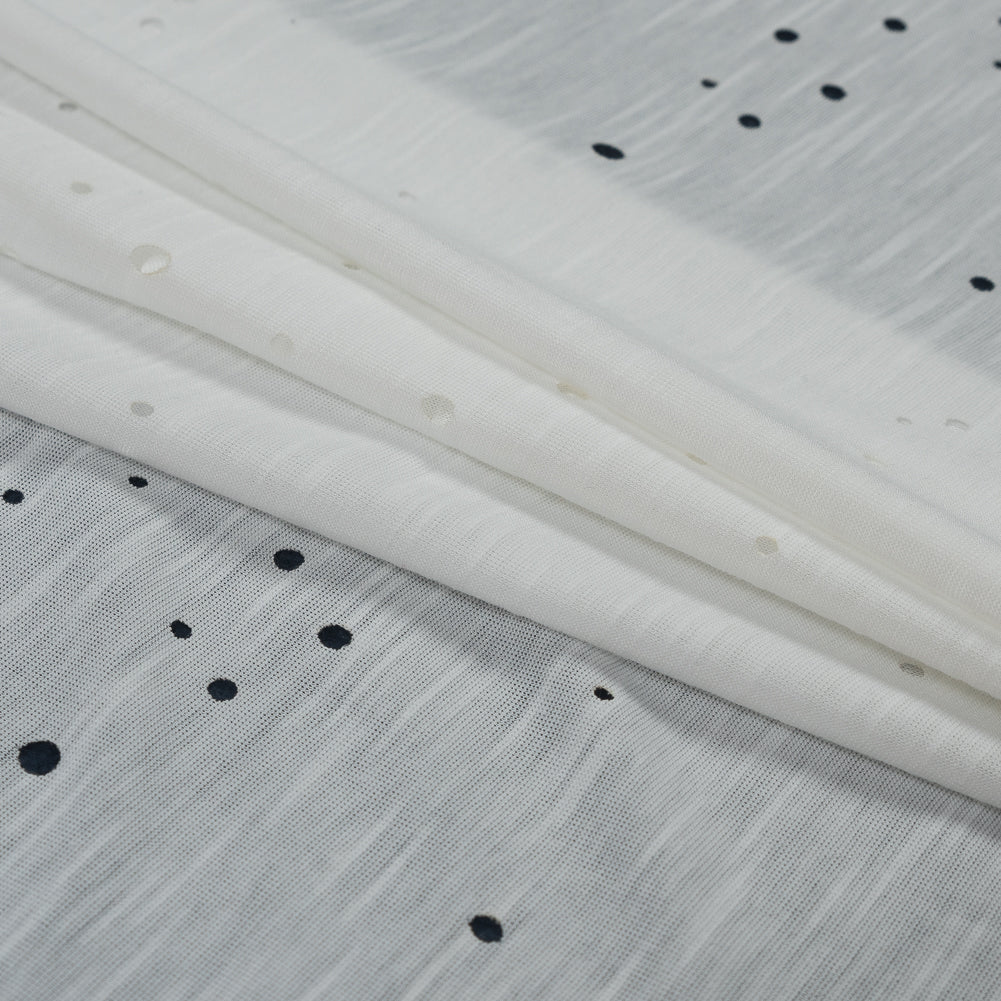 Ivory Slubbed Jersey with Lasercut Holes Detail