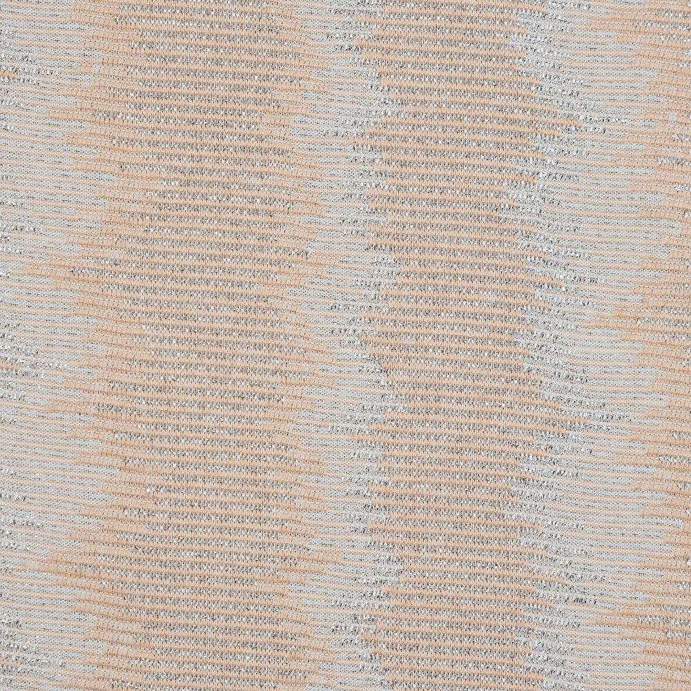 Champagne and Metallic Silver Striped Stretch Knit Detail