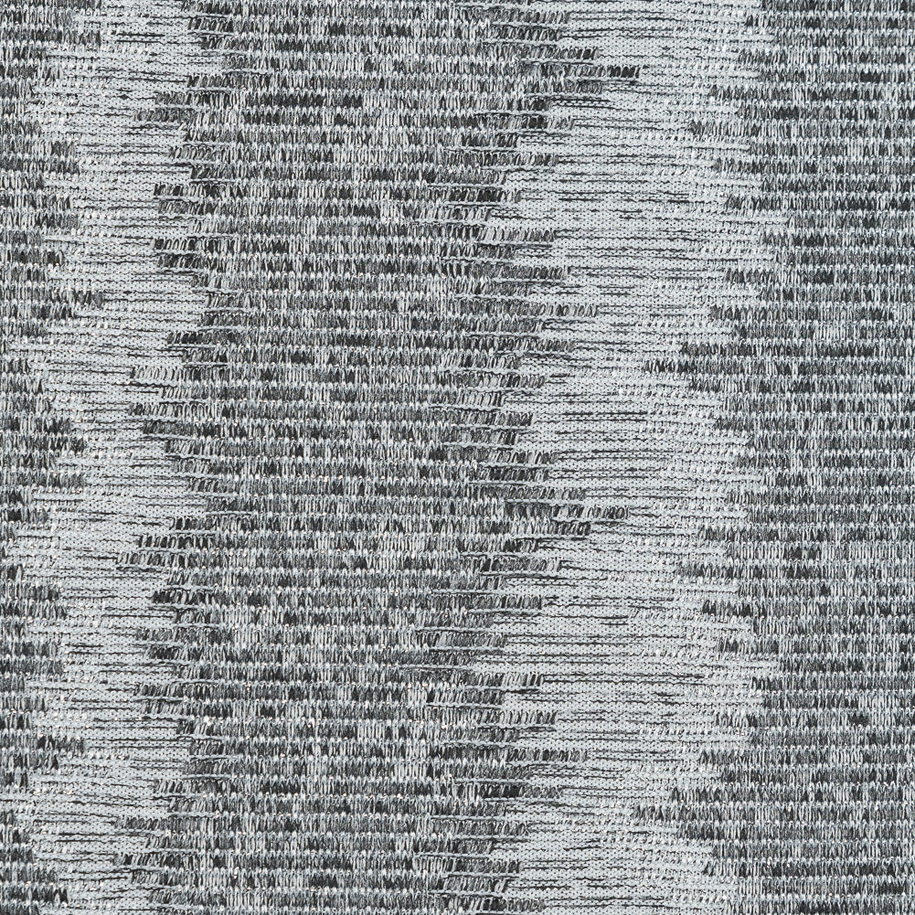Charcoal and Metallic Silver Striped Stretch Knit Detail