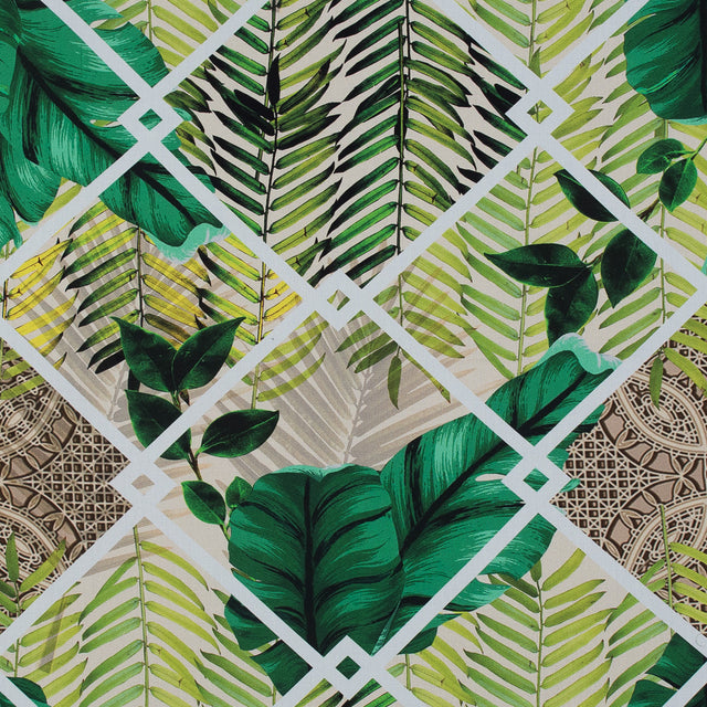 Organic Viscose Batiste - Green Tropical Leaves