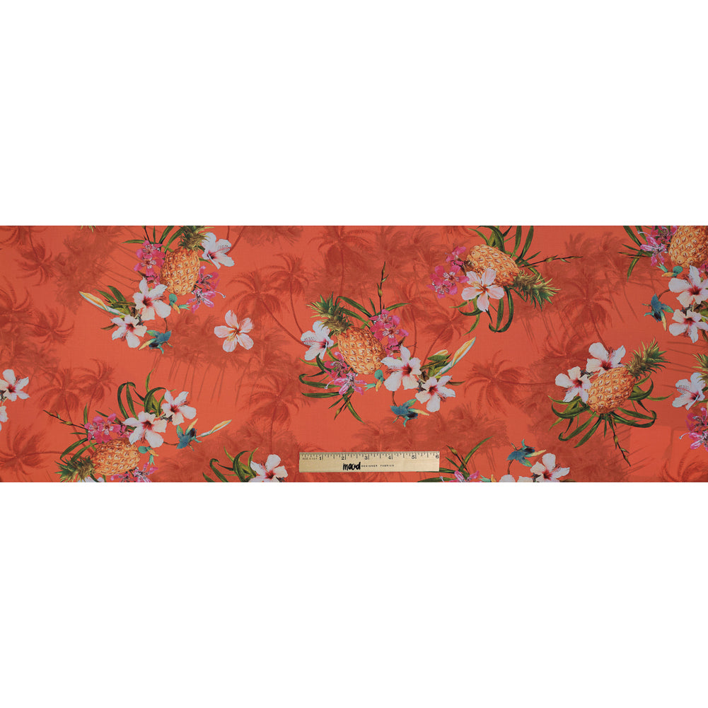 Orange Pineapple Printed Organic Viscose Batiste Folded
