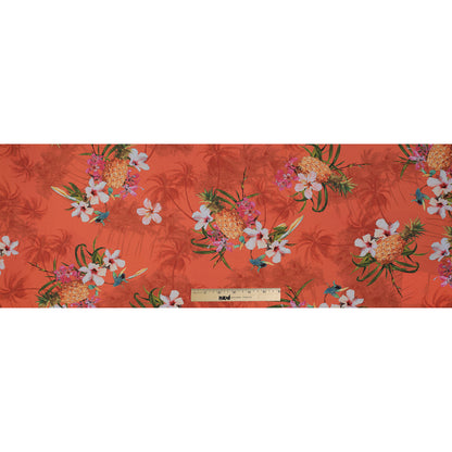 Orange Pineapple Printed Organic Viscose Batiste Folded