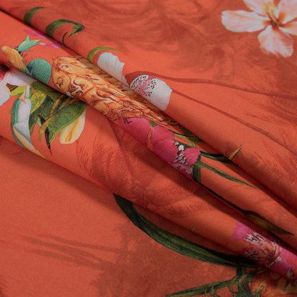 Orange Pineapple Printed Organic Viscose Batiste Detail