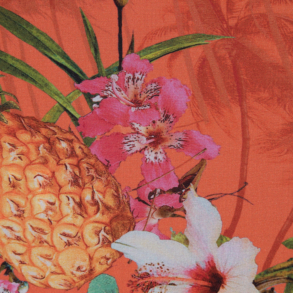 Orange Pineapple Printed Organic Viscose Batiste Full