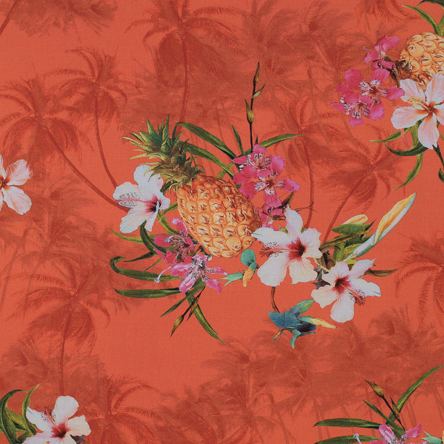 Orange Pineapple Printed Organic Viscose Batiste