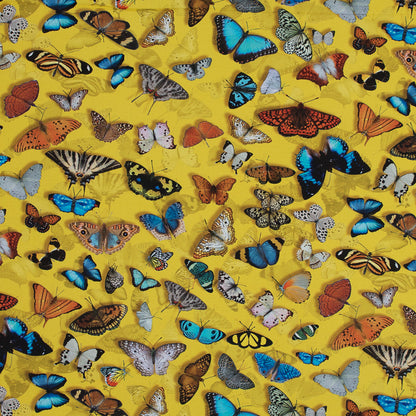 Sunshine Yellow Butterfly Printed Organic Viscose Batiste