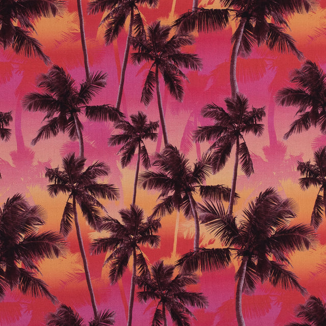 Organic Viscose Batiste - Pink and Orange Palm Trees