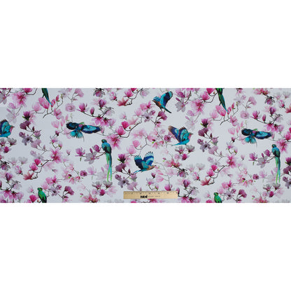 Organic Viscose Batiste - Pink and Blue Flowers and Birds Folded
